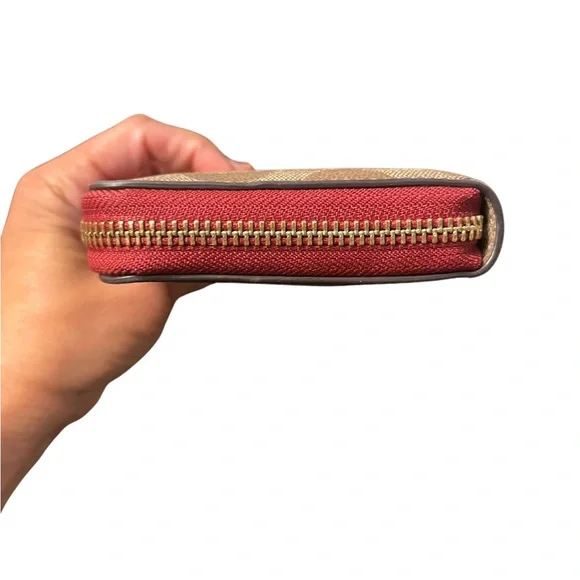 Coach Red/Wine Signature Coates Canvas Zip Wallet - Picture 10 of 13